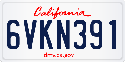 CA license plate 6VKN391