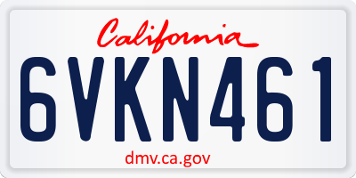 CA license plate 6VKN461