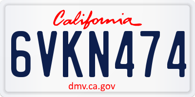 CA license plate 6VKN474
