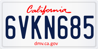 CA license plate 6VKN685