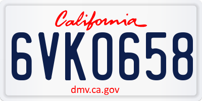 CA license plate 6VKO658