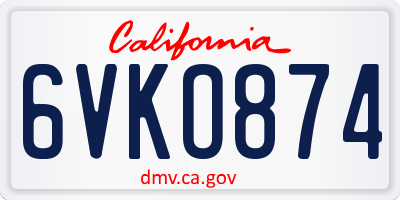 CA license plate 6VKO874
