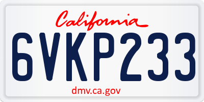 CA license plate 6VKP233