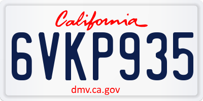 CA license plate 6VKP935