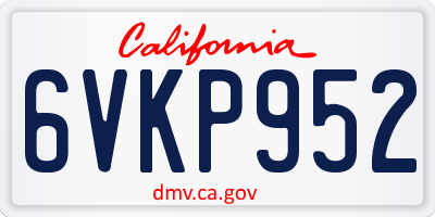 CA license plate 6VKP952