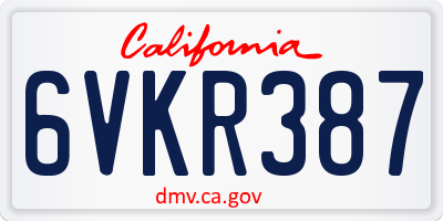 CA license plate 6VKR387