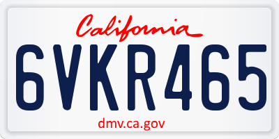 CA license plate 6VKR465