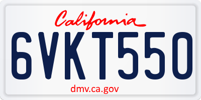 CA license plate 6VKT550