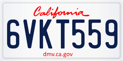 CA license plate 6VKT559