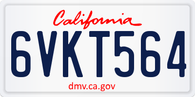 CA license plate 6VKT564
