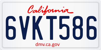 CA license plate 6VKT586