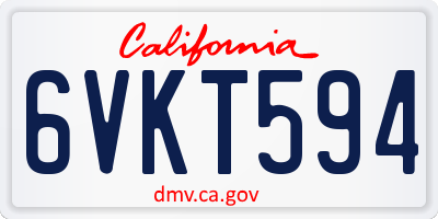 CA license plate 6VKT594