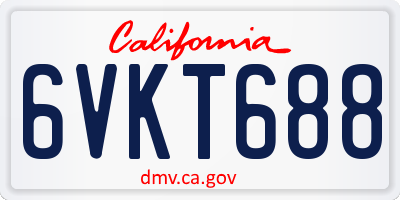 CA license plate 6VKT688