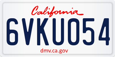 CA license plate 6VKU054