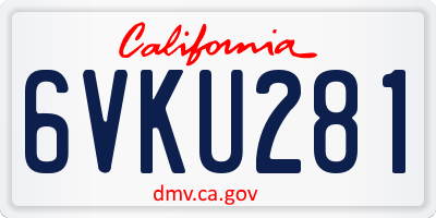 CA license plate 6VKU281