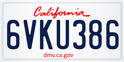 CA license plate 6VKU386