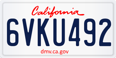 CA license plate 6VKU492