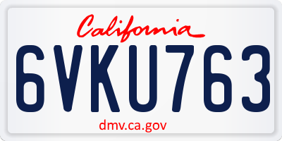 CA license plate 6VKU763