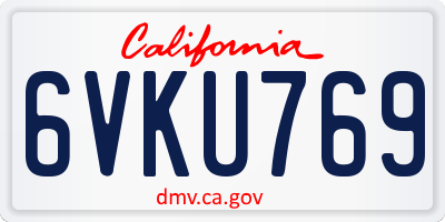 CA license plate 6VKU769