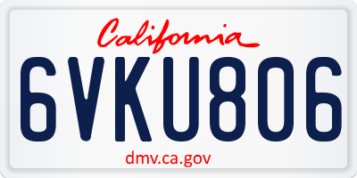 CA license plate 6VKU806