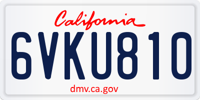 CA license plate 6VKU810