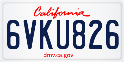 CA license plate 6VKU826