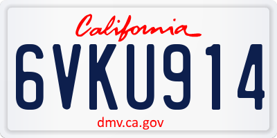 CA license plate 6VKU914