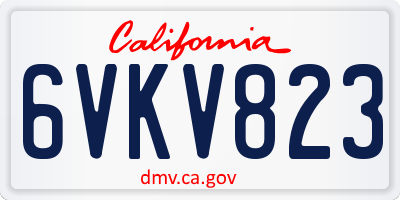 CA license plate 6VKV823