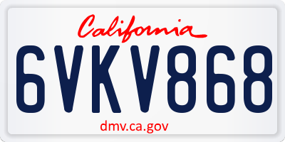 CA license plate 6VKV868