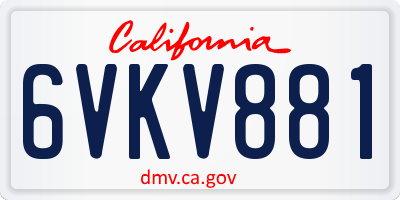 CA license plate 6VKV881