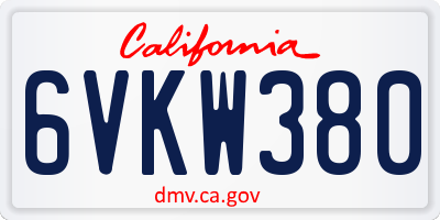 CA license plate 6VKW380