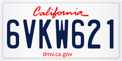 CA license plate 6VKW621