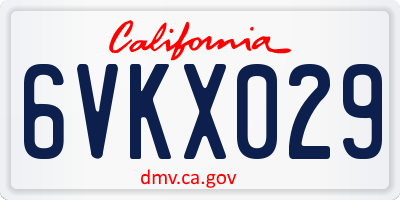 CA license plate 6VKX029