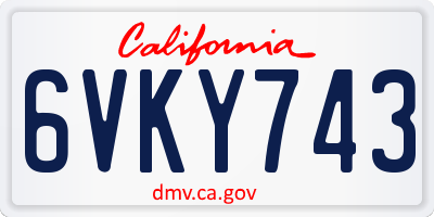 CA license plate 6VKY743
