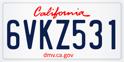 CA license plate 6VKZ531