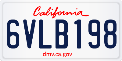 CA license plate 6VLB198