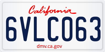 CA license plate 6VLC063