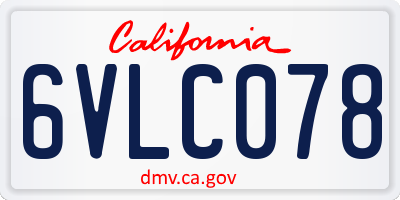 CA license plate 6VLC078
