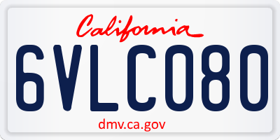 CA license plate 6VLC080