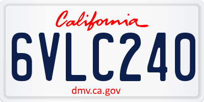 CA license plate 6VLC240