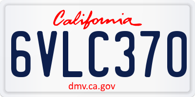 CA license plate 6VLC370