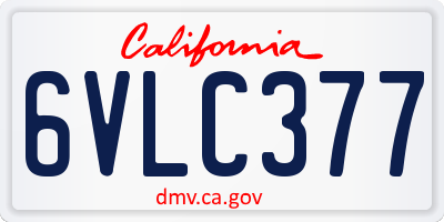 CA license plate 6VLC377