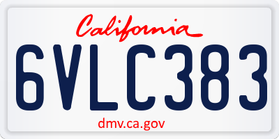 CA license plate 6VLC383