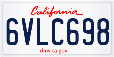 CA license plate 6VLC698