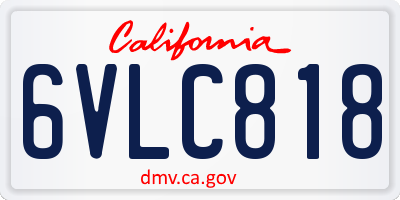 CA license plate 6VLC818
