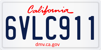 CA license plate 6VLC911