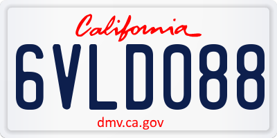 CA license plate 6VLD088