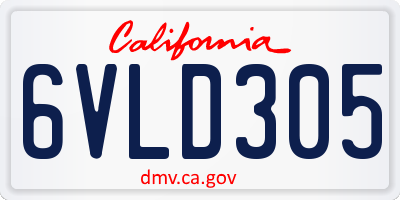 CA license plate 6VLD305