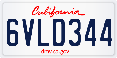 CA license plate 6VLD344