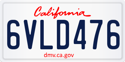 CA license plate 6VLD476